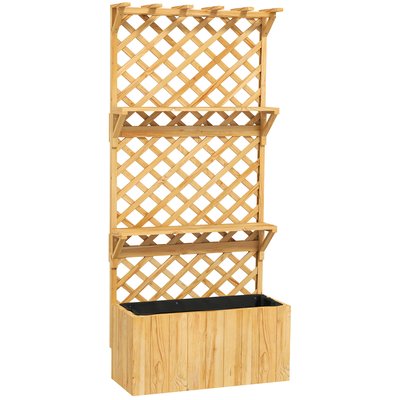 Jardinière avec treillis haut H.177 cm - 2 étagères, support haut - bois OUTSUNNY