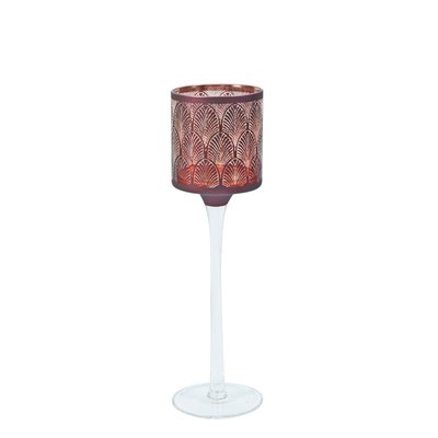 Porte-bougie décoratif à pied en verre H30 SIA DECO