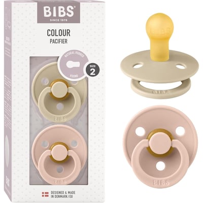 Lot de 2 sucettes - Latex de caoutchouc naturel - Taille 2 6 mois Vanilla/Blush Bibs