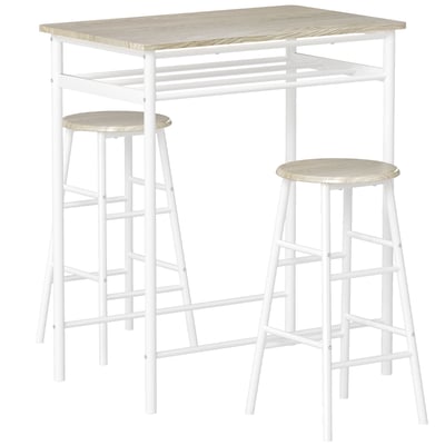 Ensemble de table de bar Métal Blanc HOMCOM