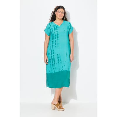 Caftan en lin mélangé. Motif batik. Col V ULLA POPKEN