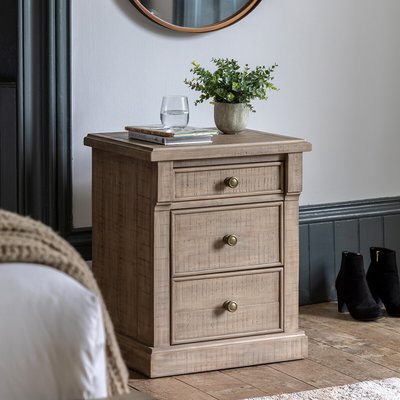 Vinton American Pine 3 Drawer Bedside SO'HOME