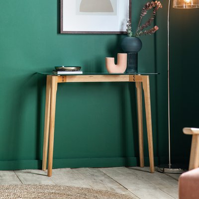 Tinsukia Oak and Glass Console Table SO'HOME