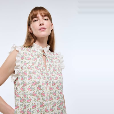 Chemise de nuit imprimée sans manches en coton BIO GOTS MONOPRIX