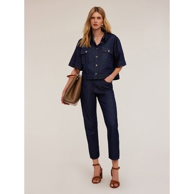Camicia boxy in denim di cotone lavaggio rinse MOTIVI