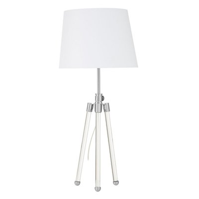 White Tripod with Nickel Accent and White Shade Table Lamp SO'HOME