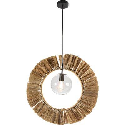 Lampe suspension herbe de mer et verre finition naturel  mat RECOLLECTION