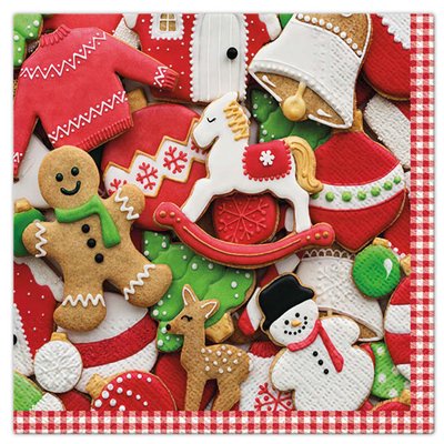 Lot de 20 serviettes en papier Vichy gateaux de Noel DOUCEUR D'INTÉRIEUR
