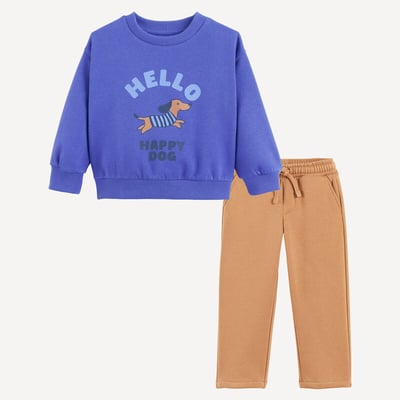Fleece 2-Piece Crew Neck Sweatshirt and Joggers Outfit LA REDOUTE COLLECTIONS