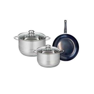 Batterie 1 poêle 24cm + 2 faitouts 20/24cm PRIMA BRILLANT ELO
