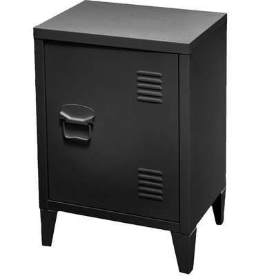 Table de chevet casier en métal noir 1 porte 40x30x57cm WADIGA