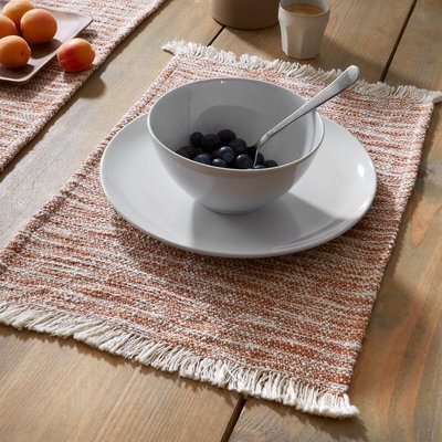 Set of 2 Textured Frayed Edge Placemats PINEAPPLE ELEPHANT