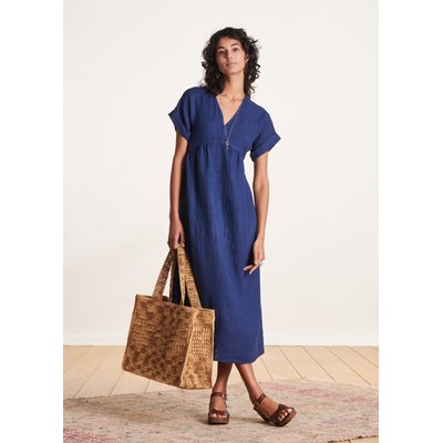 Robe longue en lin manches courtes LA FEE MARABOUTEE