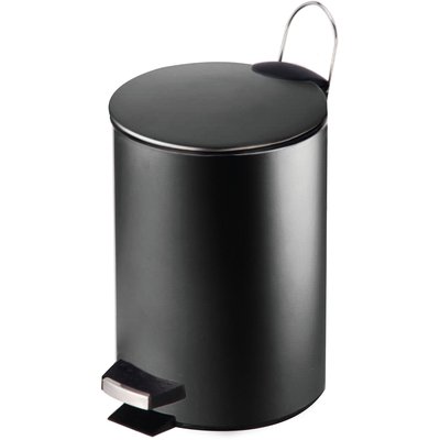 Poubelle salle de bain métal noir ronde 12L WADIGA