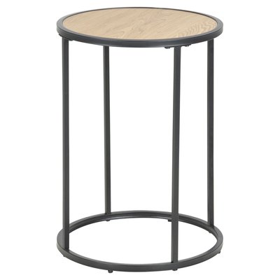 Table d'appoint ou bout de canapé rond en MDF et métal TOILINUX