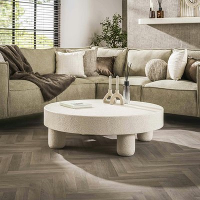 Table basse blanche en marbre composite Ø 110 cm TAJ PIER IMPORT