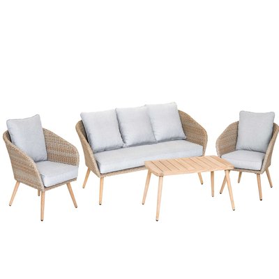 Salon détente pour 4 ou 5 personnes en résine tressée HOME MAISON