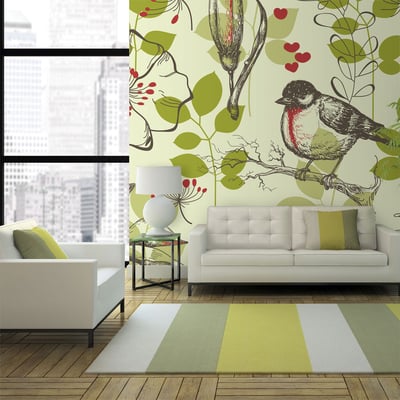 Papier peint intissé panoramique Vintage et Retro Oiseau et lys vintage EDEN