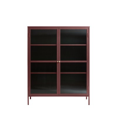 Vaisselier 2 portes en verre strié et métal H140cm - BJORN DRAWER