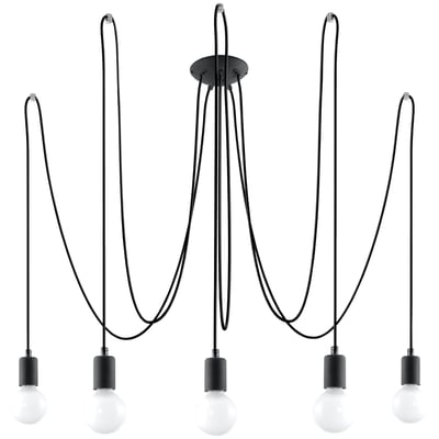 Lustre Tissu Noir E27 5 Edison EDEN