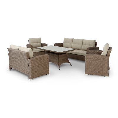 Salon de jardin 7 places, rotin, BOLONIA DEFORA HOME