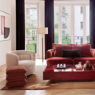 Fauteuil pivotant en velours texturé, BAIA AM.PM