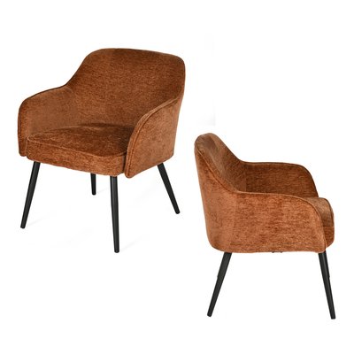 Lot de 2 fauteuil relax en Chenille et pieds en acier style scandinave, MARRIAM MEUBLES COSY