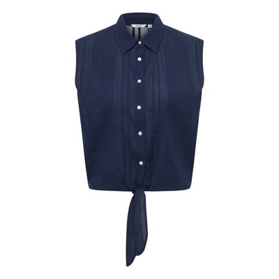 Chemisier sans manches coupe fluide FEMME Mustang en coton bleu marine noué sur le bas MUSTANG
