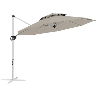 Parasol déporté octogonal inclinable rotatif dia. 3 x 2,5 m gris clair OUTSUNNY