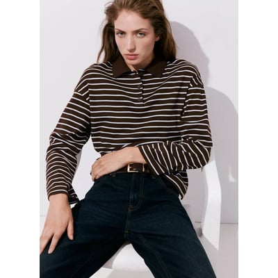 Polo coton rayures contrastantes MANGO