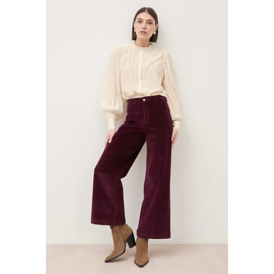 Pantalon large taille haute en velours BONOBO