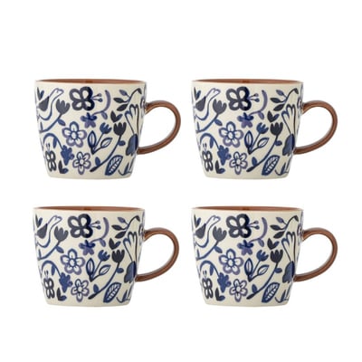 Mugs grès motif floral  Figuria set de 4 BLOOMINGVILLE
