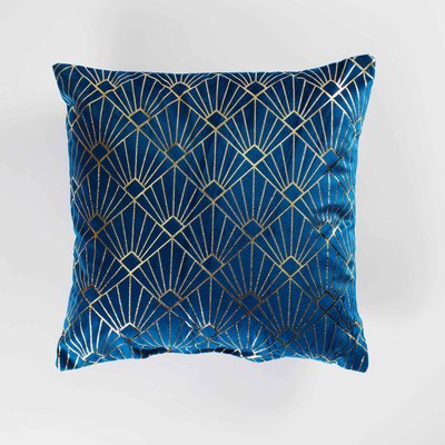 Coussin Velours GraphicGold bleu DOUCEUR D'INTÉRIEUR