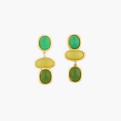 Boucles d'oreilles pendantes à cabochons verts BALABOOSTE