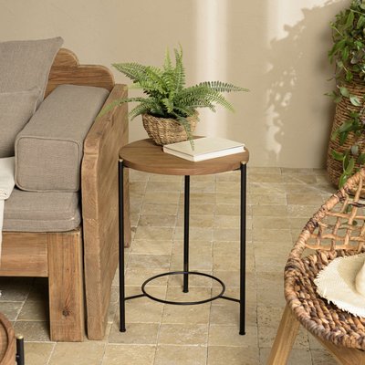 Bout de canapé rond en teck recyclé et métal 42 cm SWING PIER IMPORT