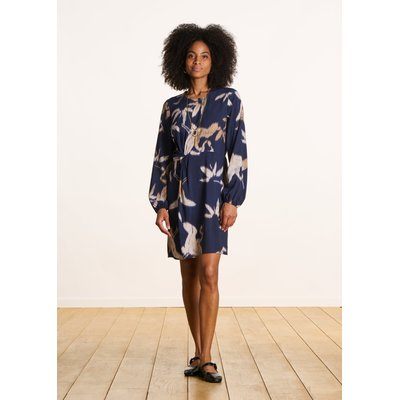 Robe courte cintrée et drapée à imprimé LA FEE MARABOUTEE