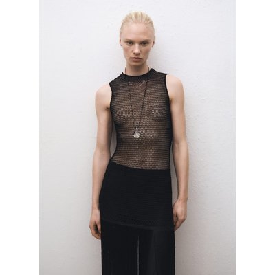Robe maille ajourée franges MANGO