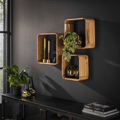 Etagère cube murale en bois d'acacia (lot de 3) MELBOURNE PIER IMPORT