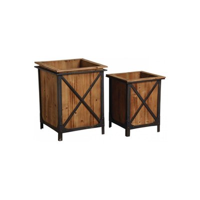 Cache-pot en pin et métal (Lot de 2) AUBRY GASPARD