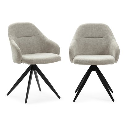 Lot de 2 fauteuils pivotants en tissu avec pieds en métal noir - TAMARA CALICOSY