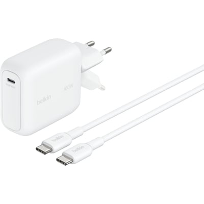 Chargeur secteur 100W GaN USB-C repliable Blanc BELKIN