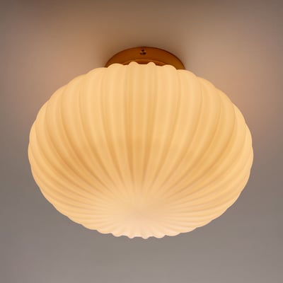 Plafondlamp of wandlamp, messing en opaline glas, AMIA LA REDOUTE INTERIEURS