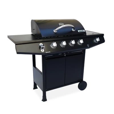 Barbecue gaz 4 brûleurs + 1 feu latéral avec roues, tablettes et thermomètre TREVILLE 4 SWEEEK