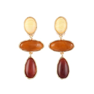 Boucles d'oreilles clips - cabochons marron BALABOOSTE