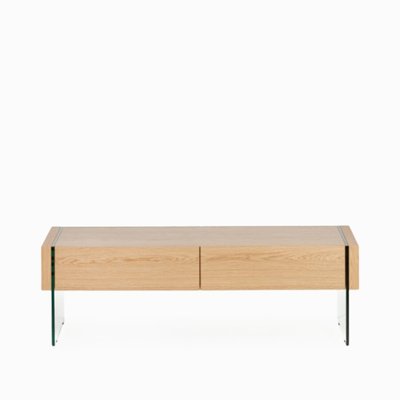 Журнальный стол из шпона дуба и стекла, 127x60 SO'HOME