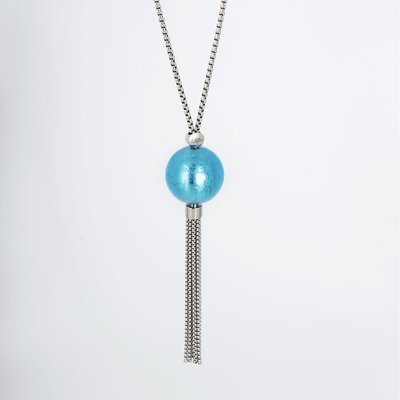 Halskette Liliflo in Silberfarbe und Murano Aqua LILIFLO