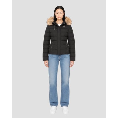 Blouson cintré à capuche bordée de imitation fourrure SCHOTT