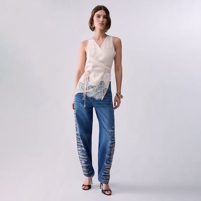 Top en jacquard avec détails en dentelle LIU JO