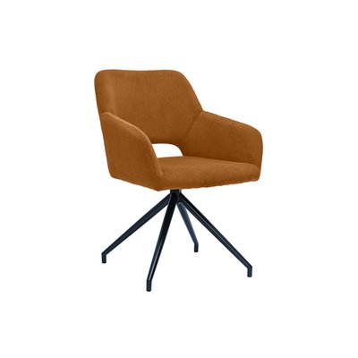 Chaise pivotante 360° en tissu effet velours texturé beige et métal noir LAURETTE MILIBOO