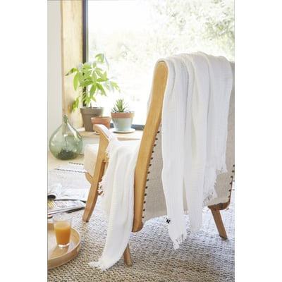Plaid quadruple gaze de coton 180 x 220 cm Gaia vert d eau EDEN